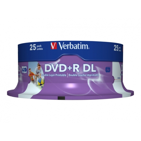 DVD+R Verbatim 8.5GB 8X Printable Lata 25U