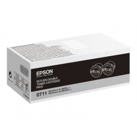 Toner Epson 0711 Black Dualpack Workforce AL-M200 AL-MX200 2X 2500 PAG Retornable