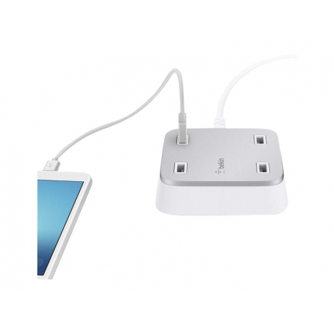 Cargador USB Belkin Family Rockstar 5V 5.4A 4Xusb White para Casa