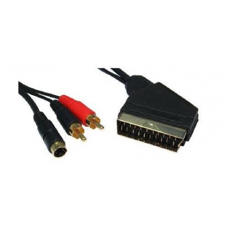 Cable Kablex Euroconector Macho / 2X RCA Macho + Svhs 10M