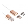 Cable Kablex USB 2.0 Macho / Apple Lightning Macho + Micro USB Conector Magnetico Gold
