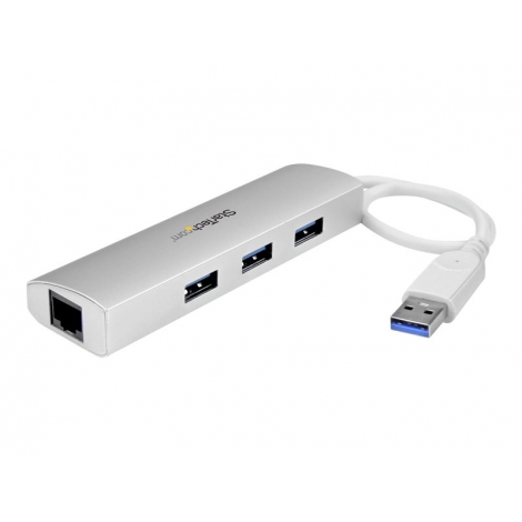 HUB Startech 3 Puertos USB 3.0 + RJ45 Silver