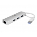 HUB Startech 3 Puertos USB 3.0 + RJ45 Silver