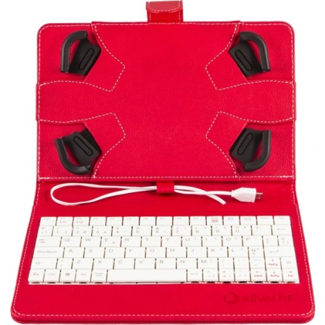 Funda Tablet Silver HT 7" - 8" + Teclado USB red / White