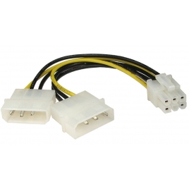 Adaptador Kablex Fuente de Alimentacion 2X Molex 4P Macho / Molex PCIE 6P Hembra