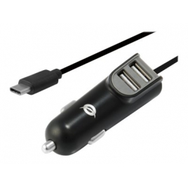 Cargador USB Conceptronic Carden 15.5W 2Xusb + USB-C Black para Coche 12V Camion 24V