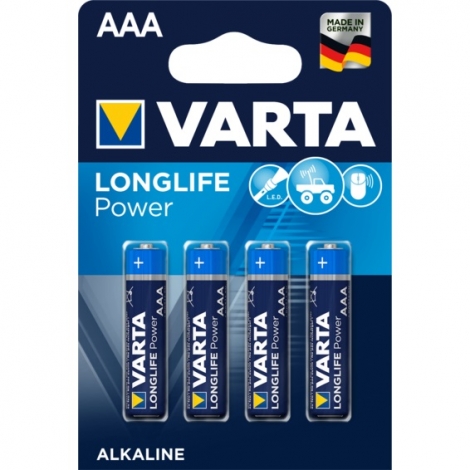 Pila Alcalina Varta Longlife Power Tipo AAA LR03 Pack 4