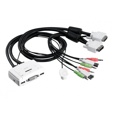 Conmutador KVM Trendnet 2X1 MON, TEC, RAT USB + Audio Compatible Pc/Apple