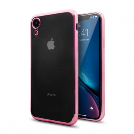 Funda Movil Back Cover Unotec TPU GEL Transparente Frame Rose Gold para iPhone XR