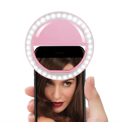 LUZ Unotec Selfie Anillo Oracle Universal Regulable Clip Pink
