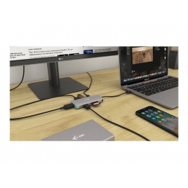 Puerto Replicador USB-C I-TEC HDMI + 3Xusb 3.0 + USB-C + SD + Micro SD Silver / Blue