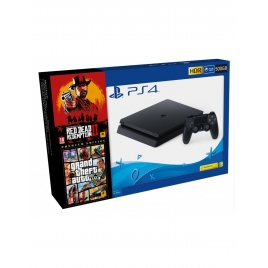 Consola Sony PS4 Slim 500GB + GTA V + red Dead Redemption 2