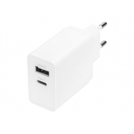 Cargador USB Digitus USB-C 3A + USB 2.4A 20W White para Casa