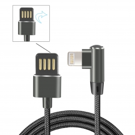 Cable Kablex USB 2.0 a Macho / Apple Lightning 90º Macho 1M Nylon Black