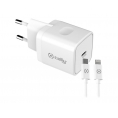 Cargador USB-C Celly 20W White + Cable USB-C Lightning