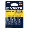 Pila Alcalina Varta Longlife Tipo AAA LR03 Pack 4