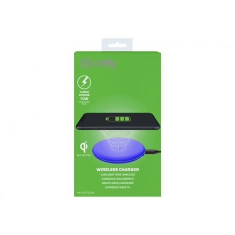 Cargador Inalambrico Celly Turbo Charge Blue