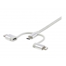 Cable Startech USB 2.0 a Macho / Micro USB B Macho + Adap Lightning + Adap USB-C Macho 1M Silver