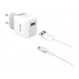 Cargador USB Celly Turbo 2.4A + Cable Micro USB para Casa