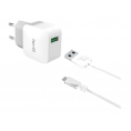 Cargador USB Celly Turbo 2.4A + Cable Micro USB para Casa