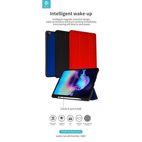 Funda Tablet Devia Leather Pencil Slot Blue para iPad 10.2" (7ª 8ª GEN)