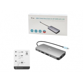 Puerto Replicador USB-C I-TEC HDMI + RJ45 + 2XDP + 2Xusb 2.0 + 2Xusb 3.0 + USB-C + Jack SD Silver / Blue