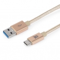 Cable Maillon USB 3.0 Macho / USB-C Macho Aluminium Nylon 1M Gold