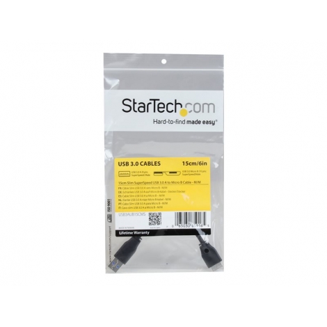 Cable Startech USB 3.0 Macho / Micro USB B Macho 0.15M Black