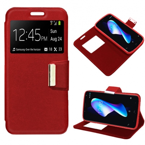Funda Movil HT Leather Window red para Bq Aquaris V/VS