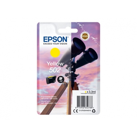 Cartucho Epson 502 Yellow Claria Premium XP-5100 / XP-5105 / WF-2860 / WF-2865