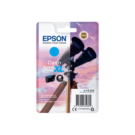 Cartucho Epson 502XL Cyan Claria Premium XP-5100 / XP-5105 / WF-2860 / WF-2865