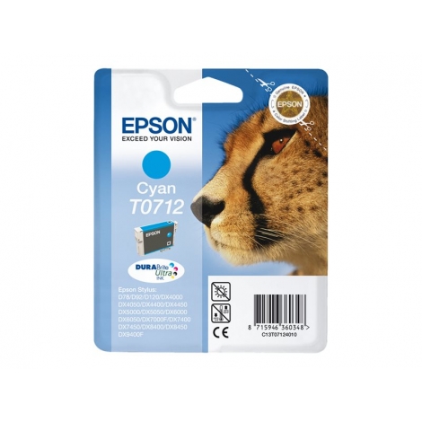 Cartucho Epson T0712 Cyan Stylus D78/D92/D120/Dx4000/Dx5000/Dx6000/Dx7400/Sx105/Bx300f