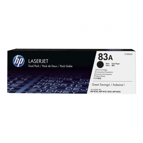Toner HP 83A Black Dualpack MFP M125 M127 M201 M225 2X 1500 PAG