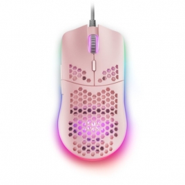 Mouse Mars Gaming Mmax Optico 12400DPI Iluminacion Chroma RGB Perforado Diseño Hive Pink