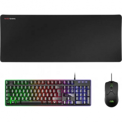 Teclado + Mouse + Alfombrilla XXL Mars Gaming Macpx H-MECH Iluminado Black