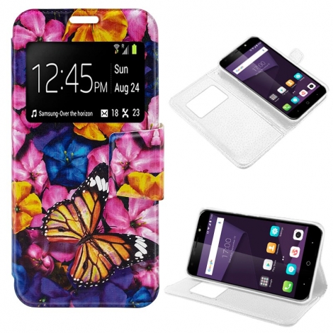 Funda Movil HT Flip Cover Dibujos Butterfly ZTE Blade A6