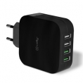 Cargador USB Celly 4 Puertos 4.8A 2X1A + 2X2.4A Black para Casa