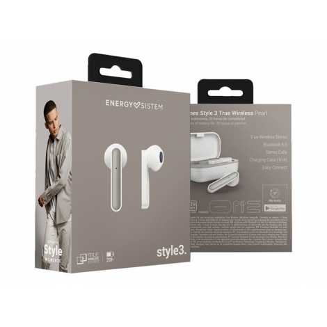 Auricular IN-EAR + MIC Energy Style 3 TWS Bluetooth Pearl