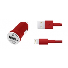 Cargador USB HT 5V 1A red para Coche + Cable Lightning