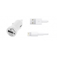 Cargador USB HT 5V 1A White para Coche + Cable Lightning