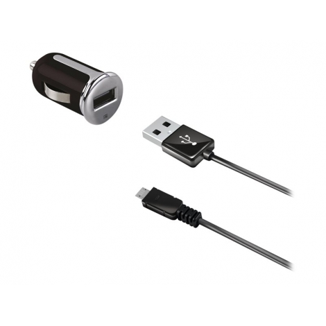 Cargador USB Celly 2.4A + Cable Micro USB Black para Coche