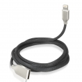 Cable Kablex USB Macho / Lightning Macho 1M Tela -ALUMINIO Black