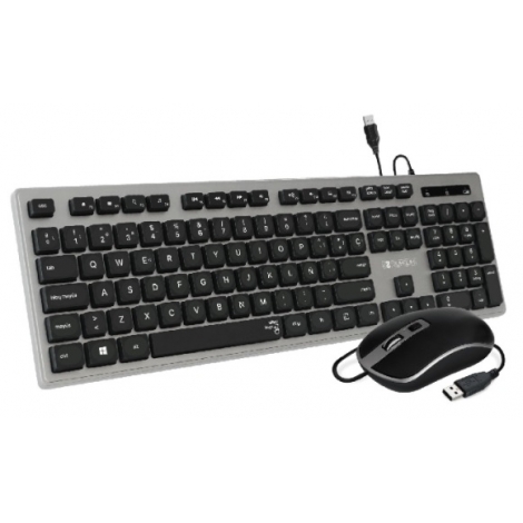 Teclado + Mouse Subblim USB Plano Silent Ergo Grey