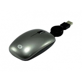 Mouse Conceptronic Travel Optical Black USB Cable Retractil
