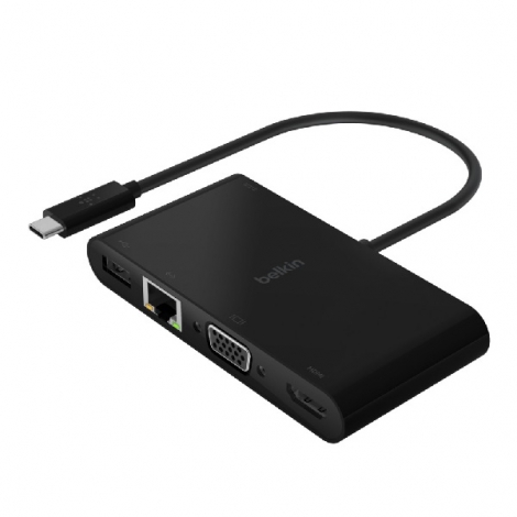 Puerto Replicador USB-C Belkin HDMI + VGA + RJ45 + USB 3.0 + USB-C PD 100W