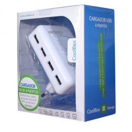 Cargador USB Coolbox 30W 5A 4Xusb White para Casa