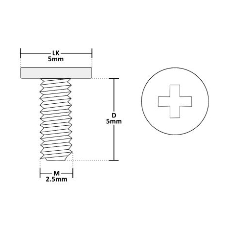 Tornillo de Ensamblaje para Portatil M 2.5X5X5 1 UD