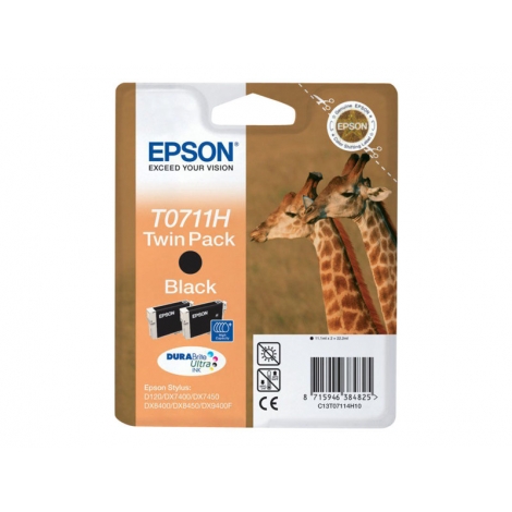 Cartucho Epson T0711 Black Twin Pack Stylus D78/D92/D120/Dx4000/Dx5000/Dx6000/Dx7400/Sx105/Bx300f