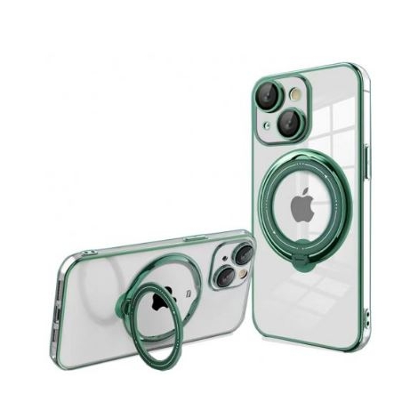 Funda Movil Back Cover Cool Magnetic Ring Transparente/Green iPhone 15 Plus