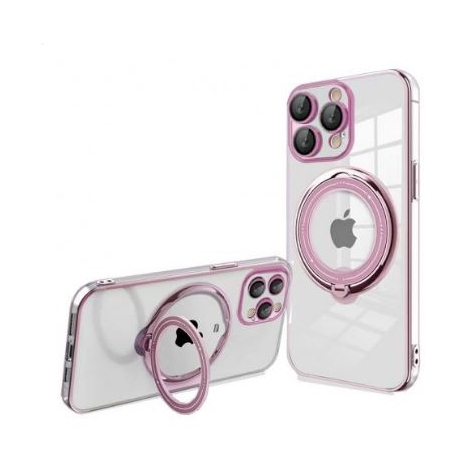 Funda Movil Back Cover Cool Magnetic Ring Transparente/Pink iPhone 15 PRO